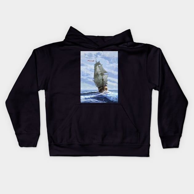 Sailing Ship Kids Hoodie by David Kennett